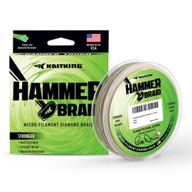 KastKing Hammer Braid Fishing Line, Green Camo, 4 Strand, 50LB, 150Yds