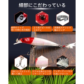Su Jiac Lure Set Minnow Sinking Minnow (9cm 8g 10 Colors Set) Fishing Lure Set Pencil Bait Built-in Beads Bakugh Sea Bass Flounder Double Hook
