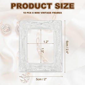 sourcing map 10pcs Vintage Resin Picture Frames, Mini Tiny Photo Frame Rectangle Jewelry Display Prop for DIY Table Top Photography Wedding Decor, White, 1.5 x 1.2