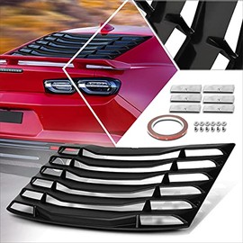 Matte Black Rear Window Vent Louver Style Sun Shade Cover Compatible with 16-19 Chevy Camaro Coupe
