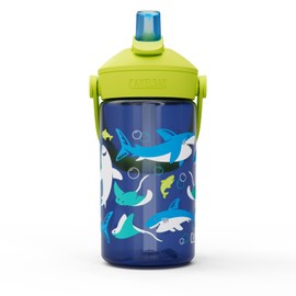 CAMELBAK Thrive Flip Straw Kids Water Bottle Tritan Renew Easy Carry with Straw, Sharks and Rays, 400ml