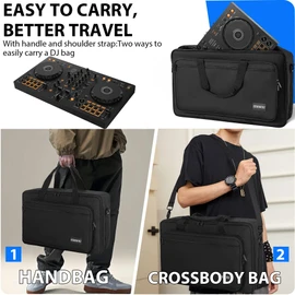 ITHWIU Padded DJ Controller Case for DDJ FLX4, DDJ SB SB3 400 RB, Hercules DJ Control Inpulse 300, L 20.5 X W 12.5 X H 2.75 inches, Black