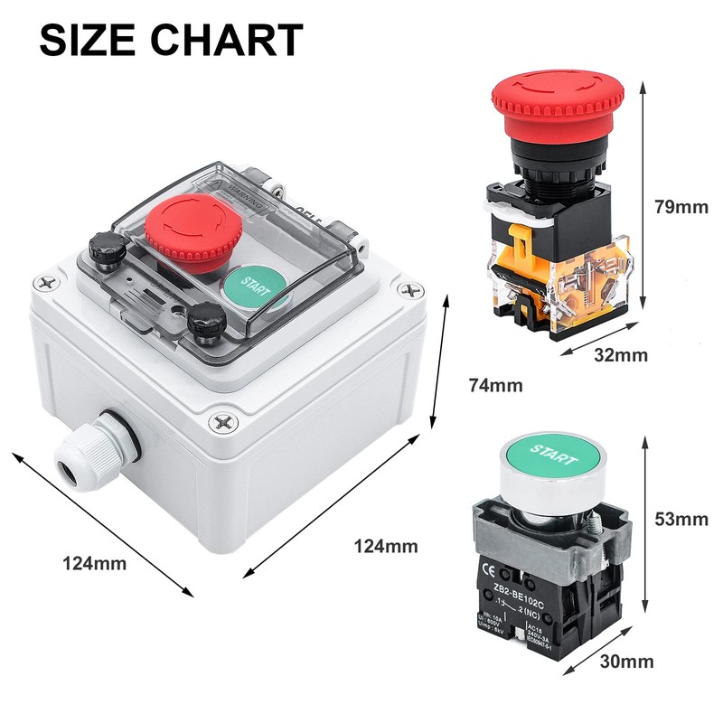 OELFFOW IP67 Outdoor Waterproof Box 2 Push Button (Letter) Emergency