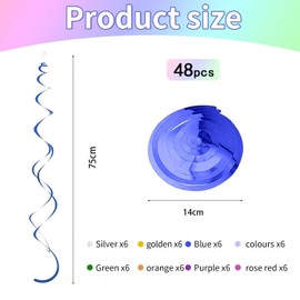 YSJCHEBS Pack of 48 Spiral Hanging Decorations, Colourful Decorations, Creative Decorations, Party Supplies, Party Scene Decorations, Reusable Decorations