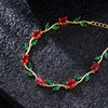 WMHaiMo Red Rose Flower Bracelet for Women Cubic Zirconia Link