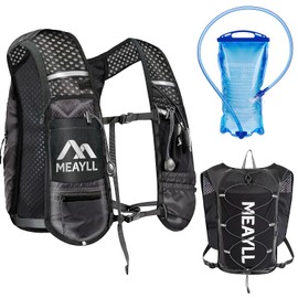 Running Vest with 1.5L Hydration Bladder for Women Men,Adjustable & Breathable Running Hydration Vest with Reflective Strips and 9 Functional Pockets(Phone Holder)-5L Capacity Black Hydration Backpack