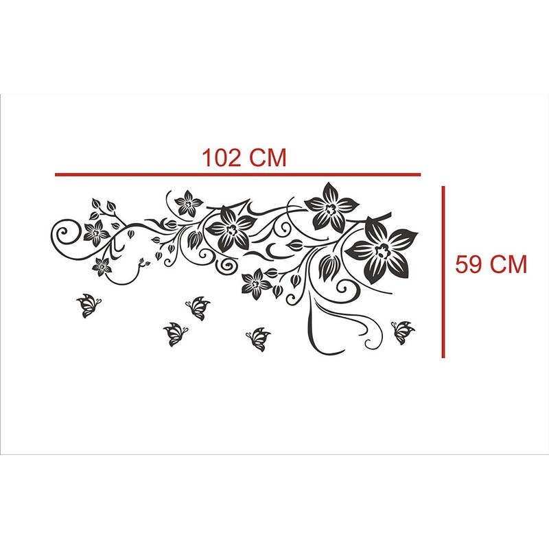 Heaven Decors Vinyl Flowers Animals Wall Sticker, 39.76 x 0.39