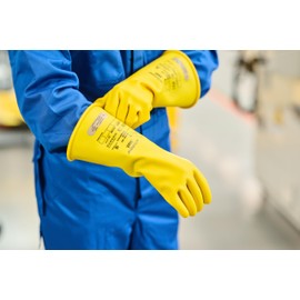 Ansell ActivArmr Electrician's Protective Gloves, Electrical Protection Class 0 (1000V), Electrically Insulating Rubber Gloves, Professional Work Gloves 28 cm, Yellow, Size L (1 Pair)
