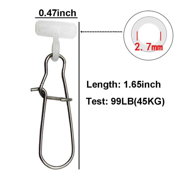 50pcs Fishing Line Sinker Slide with Duo-Lock Snap Hooked Snap