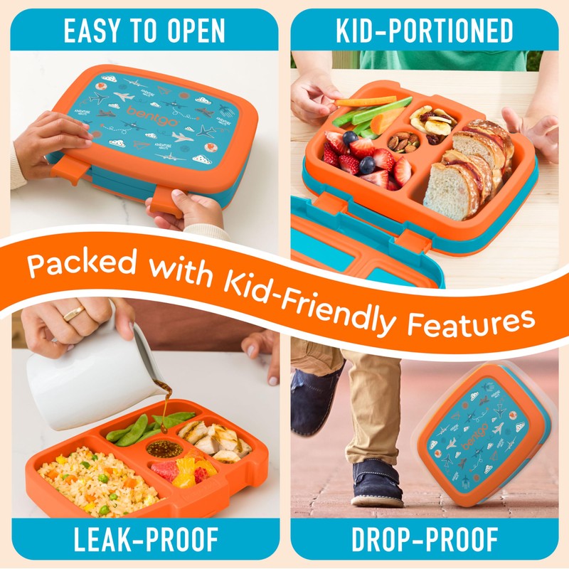 Bentgo Kids Prints Leak-Proof, 5-Compartment Bento-Style Kids Lunch Box -