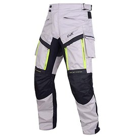 HWK Motorcycle Pants Cargo Pants Work Pants for Men Dirt Bike Adventure Dualsport Racing Riding Rain Waterproof Pant Hi-Vis 4-Season Armored All-Purpose (Waist32''-34'' Inseam34'') Silver