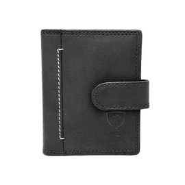 J. Wilson London Designer Soft Genuine Leather Credit Card Holder Wallet with Plastic Sleeves RFID Safe Contactless Blocking ID Protection 16 Clear Plastic Pockets - 4 Further Card (Black)