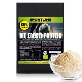 GOLDEN PEANUT Sportline DE-ÖKO-003 Organic Pea Protein 1 kg Isolate 80% Finest Protein Powder, Cholesterol-Free, Gluten-Free, Lactose-Free