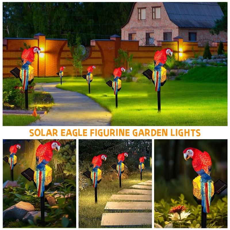 Solar Parrot Statue Garden Stakes - Outdoor Decorative Lighting, Ideal