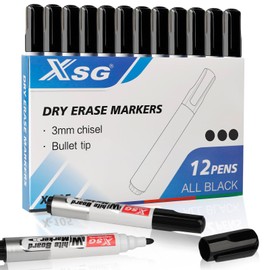 ABEIER ABEIER Whiteboard-Stifte, trocken abwischbare Marker, Heimbüro, Schulbedarf, Rundspitze, geruchsarm, trocken abwischbar, 12 Stück