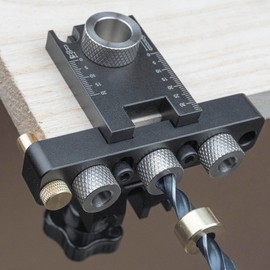 GoldEpic Self Centering Doweling Jig Kit for Woodworking 3 in 1 Dowel Jig Kit for Straight Holes 8/10/15mm Adjustable Width Woodworking Joints Tool Drill Guides Locator 3 Size (5/16", 3/8", 19/32")