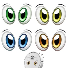 WUSJCOF 4 Deko Sticker Set Aufkleber Gesicht Augen für Saugroboter, Staubsaugerroboter, Mähroboter, Wischroboter, Mülltonnen, Roboter