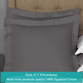 Set of 2 Pillowshams 600 TC 100% Egyptian Cotton Natural Ultra Soft & Silky Made with Sateen Weave Bed Pillow Cover of Hotel Quality Kotton Wama Bedding(Euro- 26" X 26", Dark Grey)