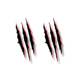 2 Black Ripped Claw Marks 13" Vinyl Sticker Decals Jurassic Dinosaur Monster Scratches Park Decal Stickers (Black 13'')