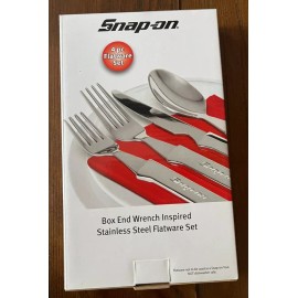 Unbranded Snap on Box End Wrench 4 pc Flatware Set 18/0 Stainless Steel Silverware, NIB