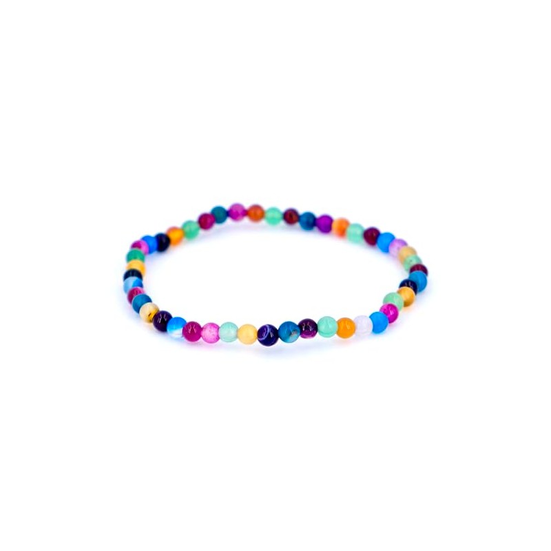 Taddart Minerals - Colourful Natural Gemstone Agate Bracelet with 4mm