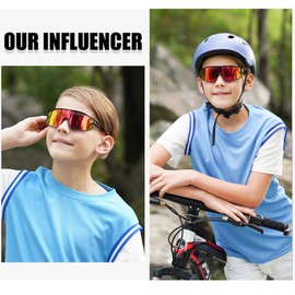 DUCO Kids Sunglasses Youth Baseball Sun Glasses Lightweight TR90 Frame UV400 Sports Cycling Shades for Boys Girls DK268