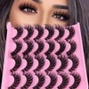 Yawamica False Lashes Wispy 16mm Mink Lashes Pack 12 Pairs