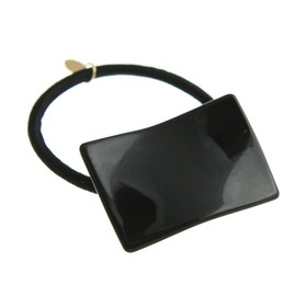 VingTAINE H-769-BK Tortoise Shell Style Square Wave Hair Rubber Plate Simple Square Hair Accessory Office Black