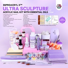 SAVILAND Professional Acrylic Nail Kit with Drill: Nail Kit Acrylic Set with 4OZ High Volumn EMA Monomer Nail Table Mat Essential Oil Nail Brush Nail Drill Kit Nail Extension Carving Women DIY Salon
