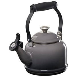 Le Creuset Enamel On Steel Demi Tea Kettle with Metal Finishes, 1.25 qt, Oyster