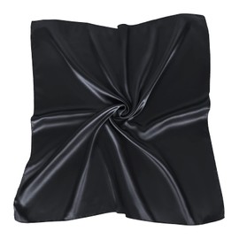 TopTie Square Scarf, Women's Bandana, Headscarf, Satin Scarf, Handkerchief, Square Scarf, 60 x 60 cm, black