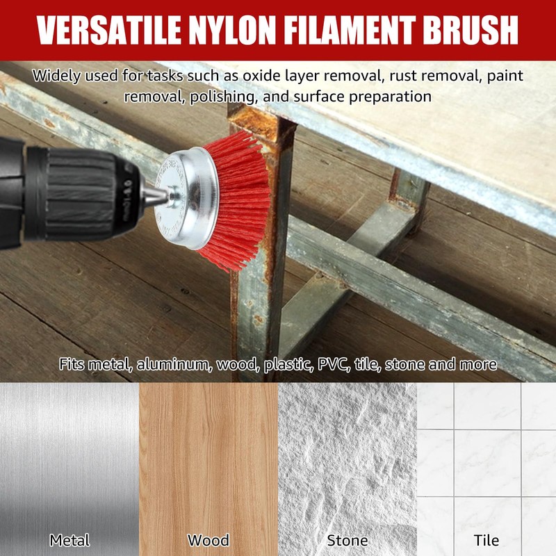 DAJAVE Pack of 10 Nylon Brush Sanding Brushes Drill with