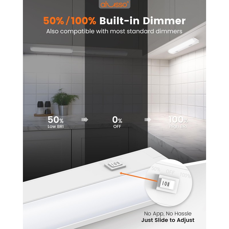 ALUSSO 12 Inch LED Under Cabinet Lighting Hardwired & Plug
