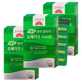 Goryeo Eundan Korea Eundan Vegetable Pure Altige Omega 3 Memory + 600mg x 60 Capsules 3ea H / 고려은단 식물성 퓨어 알티지 오메가3 기억력+ 600mg x 60캡슐 3개 H