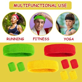 Homefantasy Pack of 3 sports headbands, sports wristbands, sports sweatband, sweatband headband, sweatbands wrist, for gymnastics, football, basketball, tennis