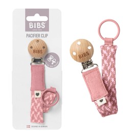 BIBS Pacifier Clip Braided Dusty Pink/Baby Pink