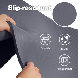 【Updated】Yoga Mat, 1/2-Inch Extra Thick High-Density Cushioned Non-Slip Anti-Tear Exercise Mat for Gym & Workout with Carry Strap - Multi-Purpose Fitness Mat for Men & Women - 71"L x24"W, Graphite