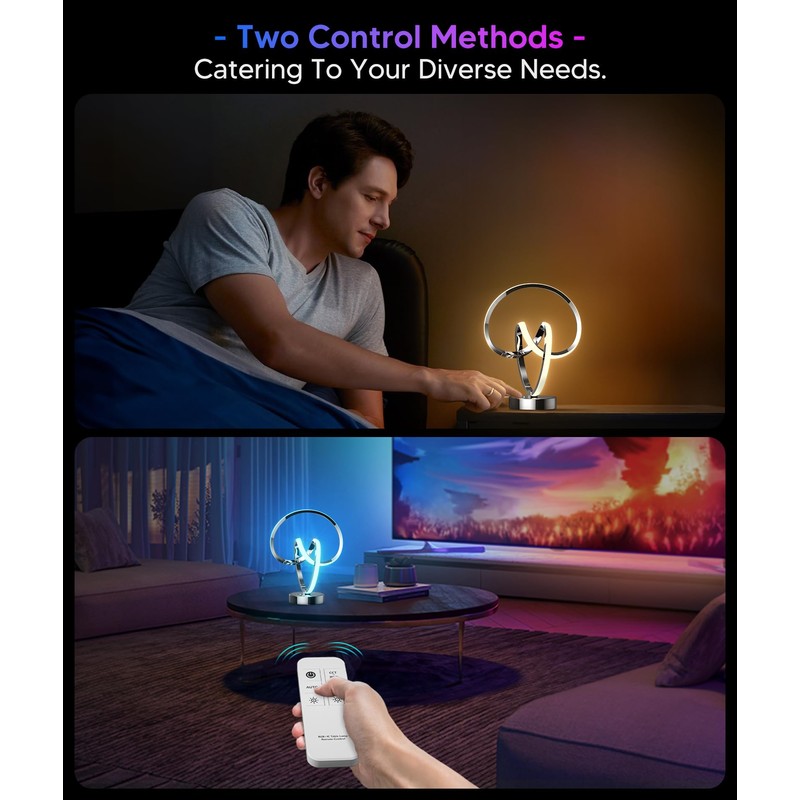 PutWish Modern Table Lamps - 16 Modes Color Changing Spiral