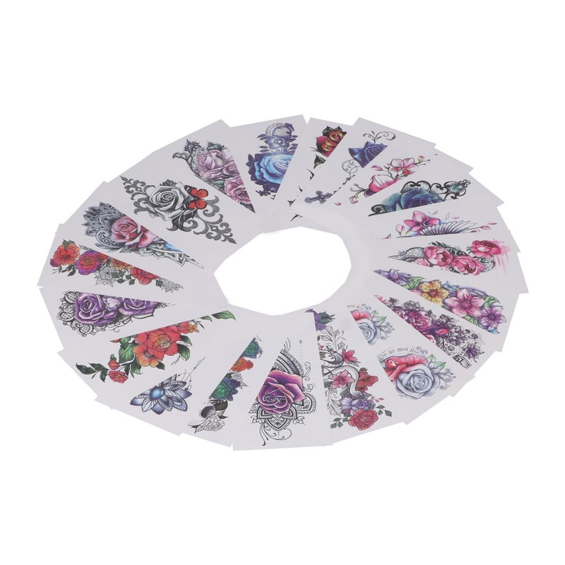 20pcs Temporary Tattoos Stickers Waterproof Long Lasting Flower Fake Tattoo