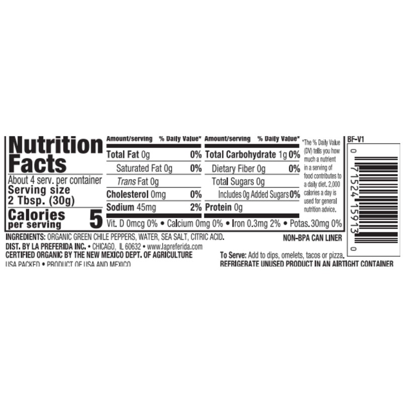 La Preferida Organic Green Chiles, Mild-Diced, 4 Ounce (Pack of