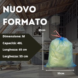 EFFENNE group - 45 Transparente Müllsäcke 55x65 cm mit Griffen für die Abfallsammlung in Innenräumen - Kunststoffbeutel für Küchen- und Badabfalleimer