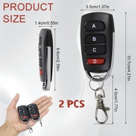 Universal Gate Remote Control 433MHz Multicode Duplicator with 4 Buttons Garage Door Remote Control Wireless Cloning 433.92MHz Pack of 2