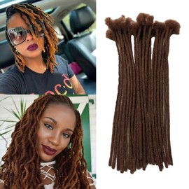 100% Human Hair Dreadlock Extensions 8 Inch 10 Strands Handmade Natural Loc Extensions Human Hair Bundle Dreads Extensions For Woman & Men Can Be Dyed/Bleached (Brown / 33, 8 inch length 0.4 cm Width