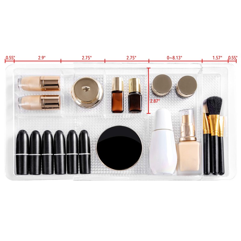 Oubonun Expandable Drawer Organizer 11.1” to 19.2” Width, Shallow Cosmetic
