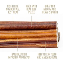 Chewer's Joy Bully Sticks (8oz) – Natural Dog Treats – Single Ingredient Long-Lasting Chews, High Protein