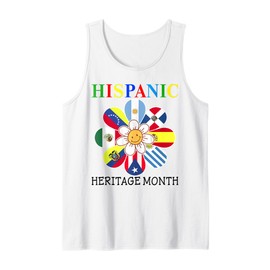 Hispanic Heritage Month All Countries Flags Sunflower Tank Top