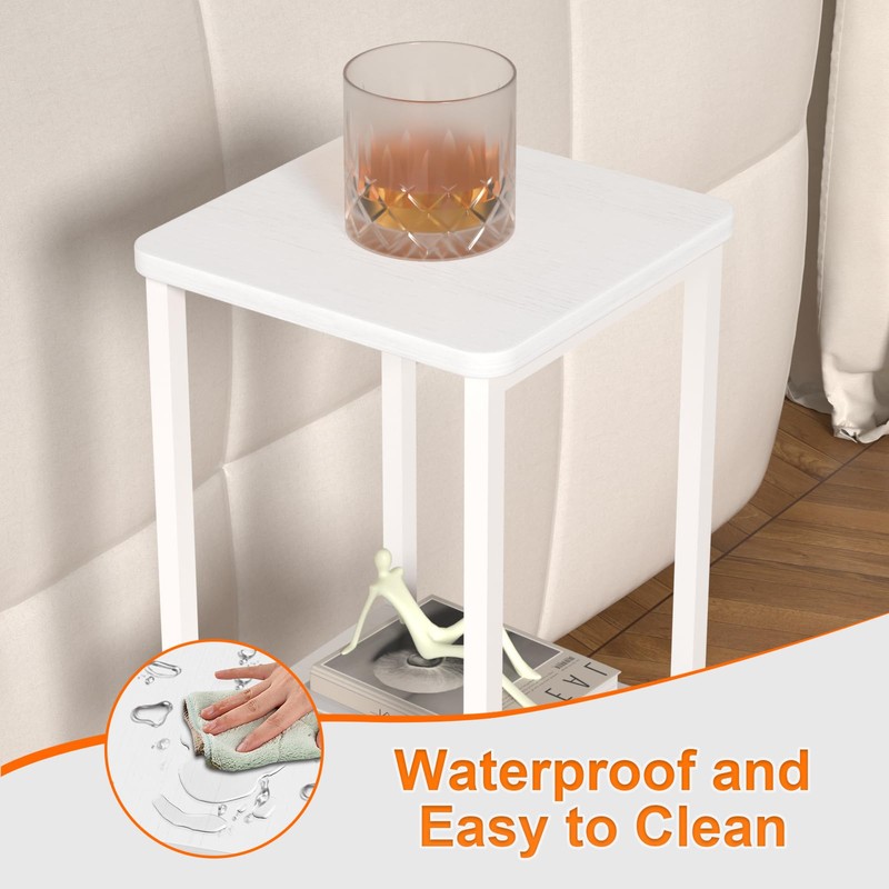 GHIMIGN 10" Wide Square Drink Table with Adjustable Feet -