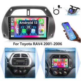 PODOFO 32G Wireless Carplay Android Car Radio For Toyota RAV4 2001-2006 WIFI NAVI +Cam
