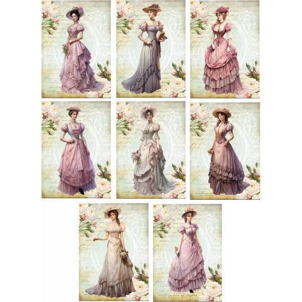 Shabby Chic 8 ATC Victorian Lady Shabby Chic fold out