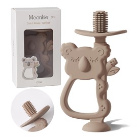 Moonkie Juguete de dentición, mordedores de silicona seguros y fáciles de sostener, sin BPA, cepillo de dientes de bebé de 360° con base de succión, juguetes para mordedores, mejor para bebés de 6 a